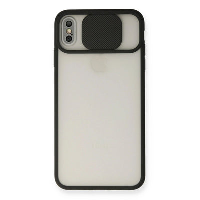 Apple İphone Xs Max Kılıf Palm Buzlu Kamera Sürgülü Silikon - Siyah
