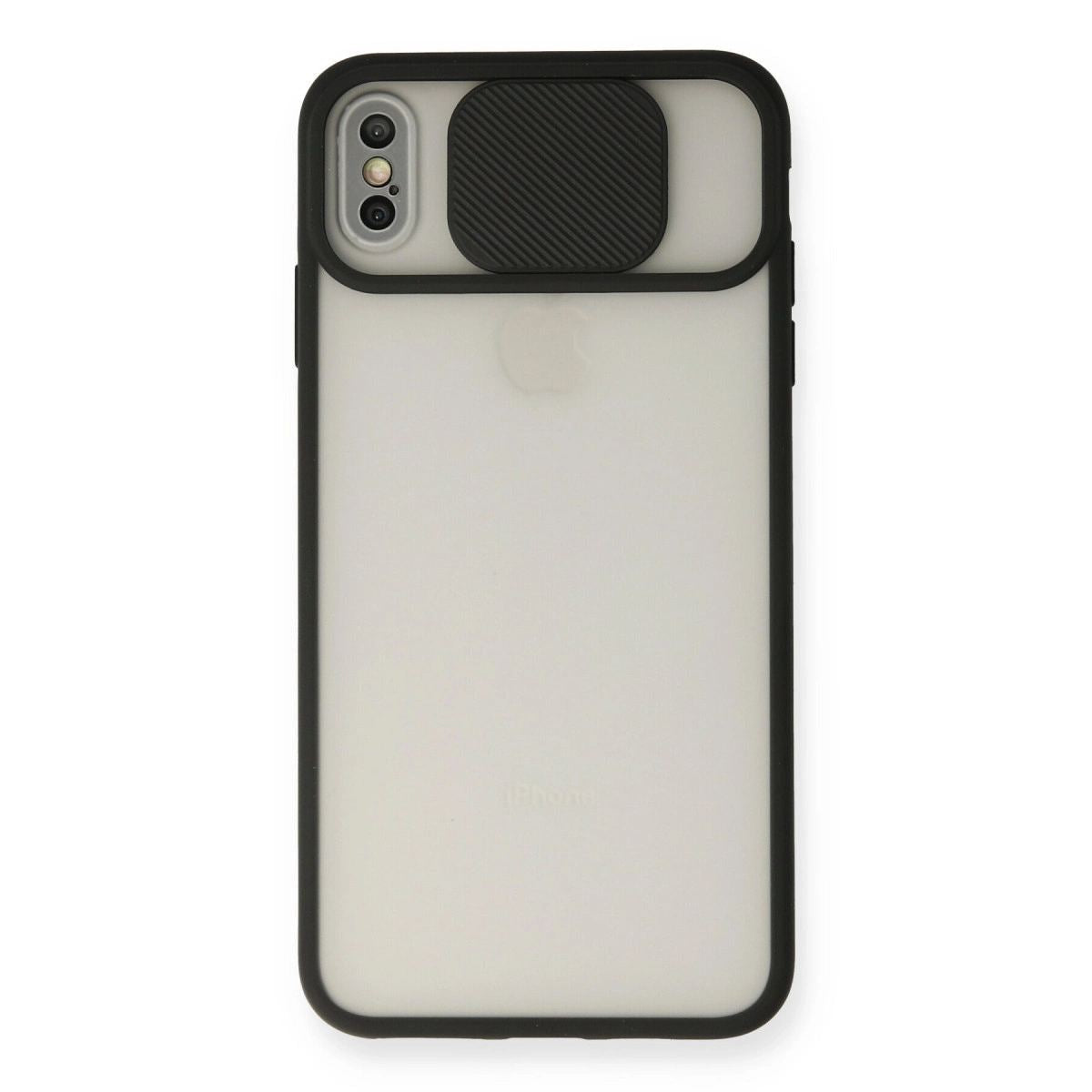 Apple İphone Xs Max Kılıf Palm Buzlu Kamera Sürgülü Silikon - Siyah