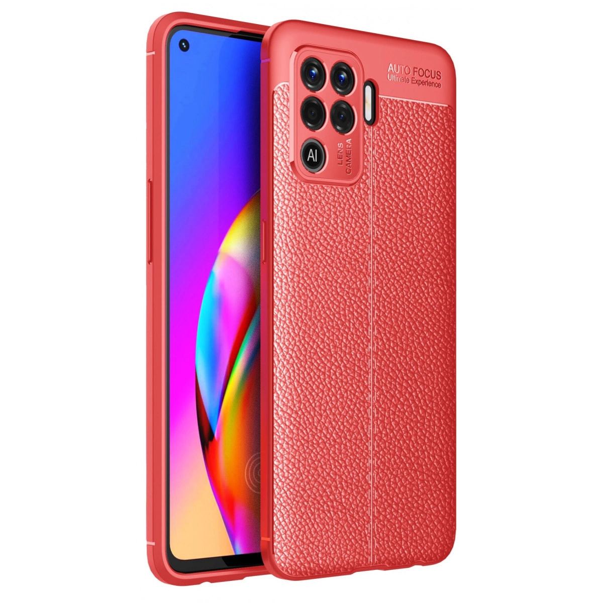 Oppo Reno 5 Lite Kılıf Auto Focus Kapak - Kırmızı