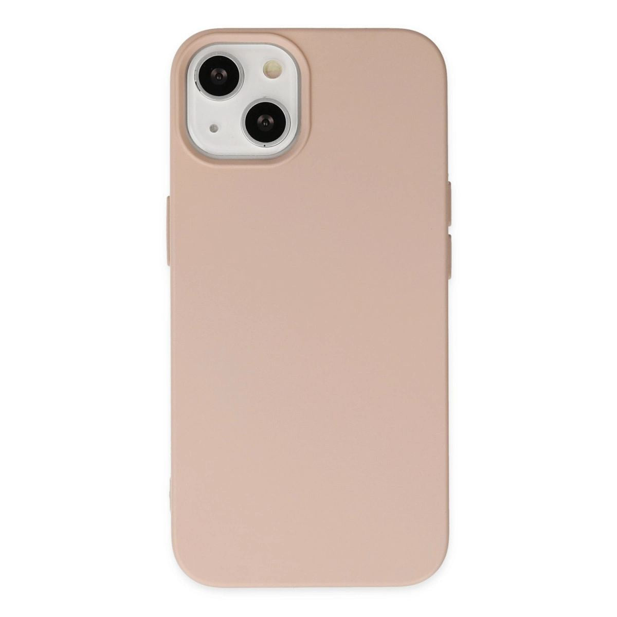 Apple İphone 14 Plus Kılıf Nano İçi Kadife Silikon - Pudra