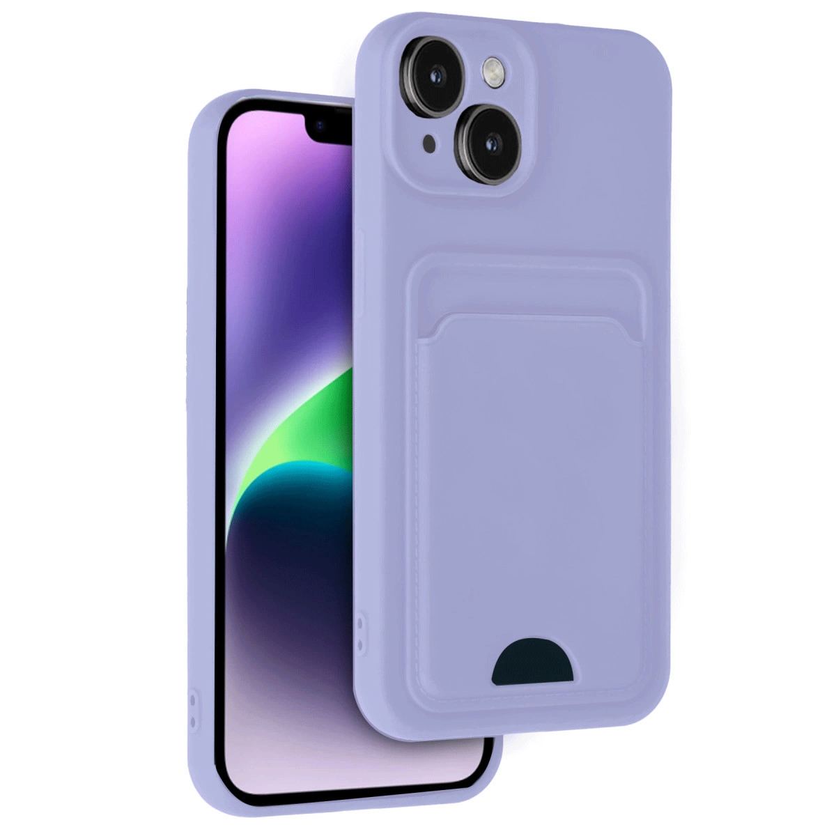 Apple İphone 14 Kılıf Kelvin Kartvizitli Silikon - Lila