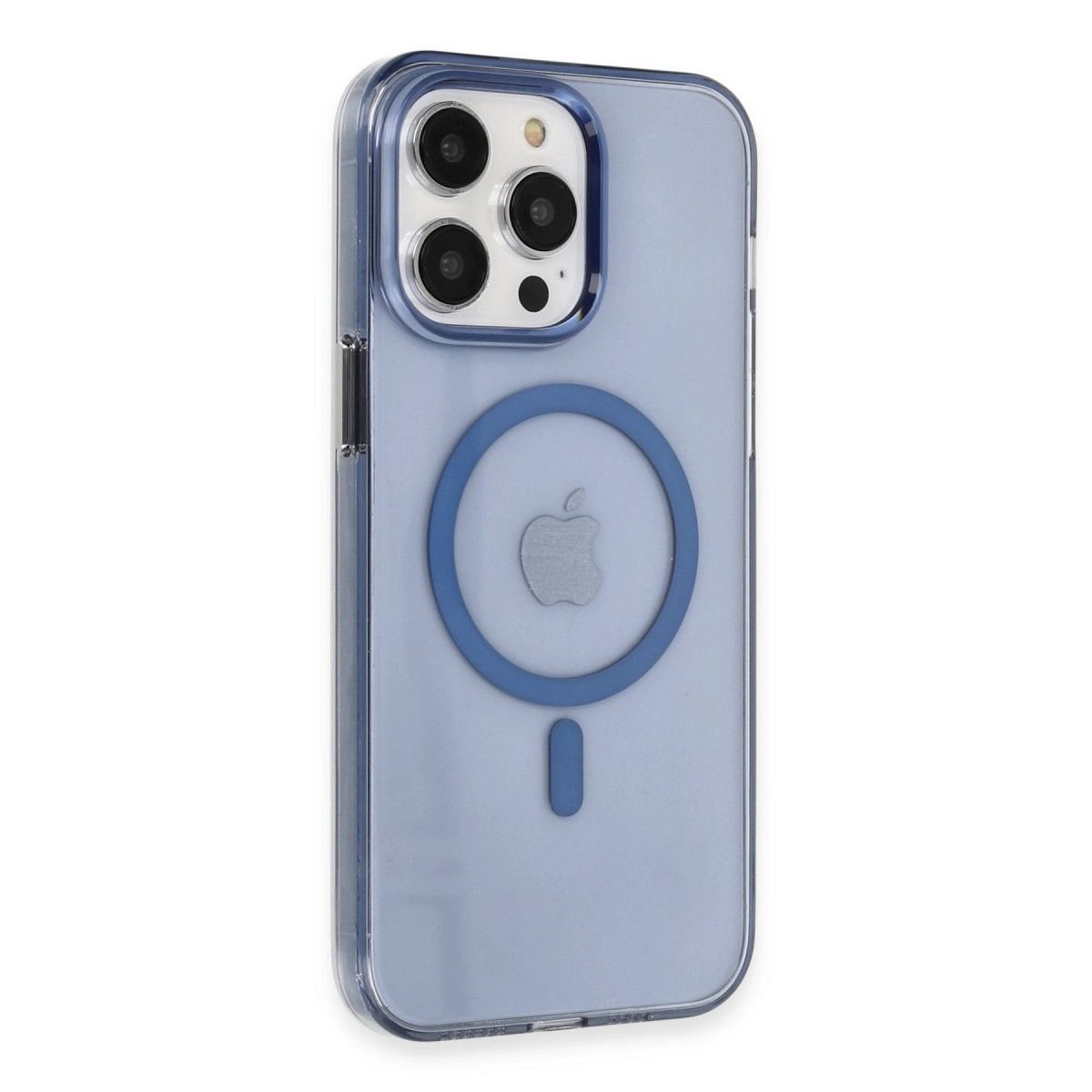 Apple İphone 14 Pro Max Kılıf Tron Şeffaf Magsafe Kapak - Mavi