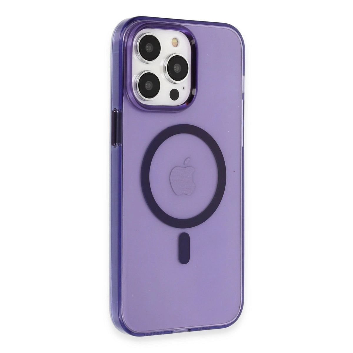 Apple İphone 14 Pro Max Kılıf Tron Şeffaf Magsafe Kapak - Derin Mor
