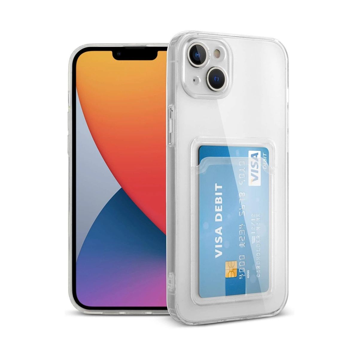 Apple İphone 14 Kılıf Kart Şeffaf Silikon - Şeffaf