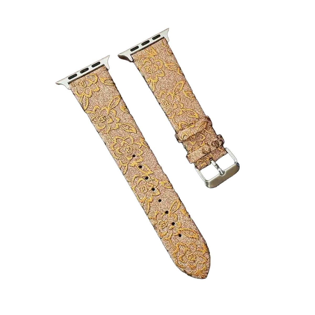 Apple Watch 42mm Creeper Desenli Kordon - Gold