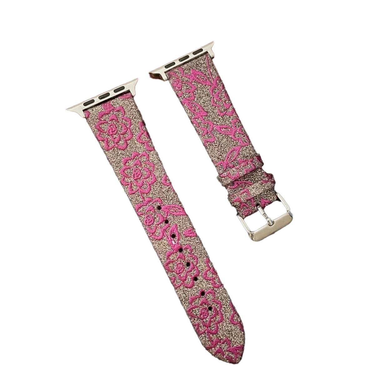 Apple Watch 42mm Creeper Desenli Kordon - Pembe