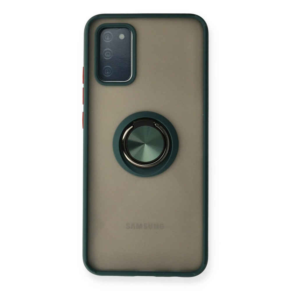 Samsung Galaxy A02s Kılıf Montreal Yüzüklü Silikon Kapak - Yeşil