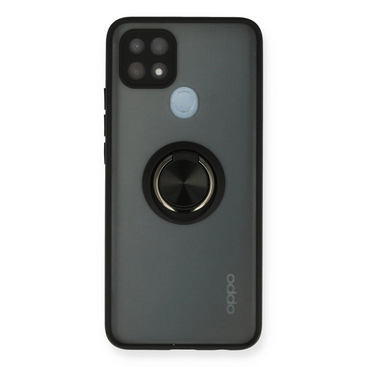 Oppo A15 Kılıf Montreal Yüzüklü Silikon Kapak - Siyah