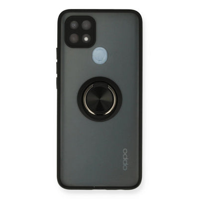 Oppo A15 Kılıf Montreal Yüzüklü Silikon Kapak - Siyah