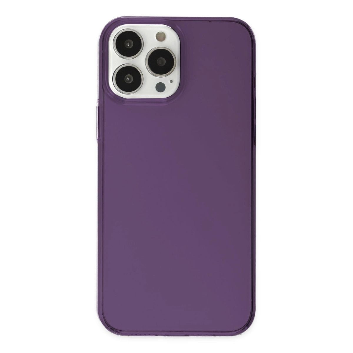 Apple İphone 14 Pro Max Kılıf Pc Sert Şeffaf Kapak - Mor