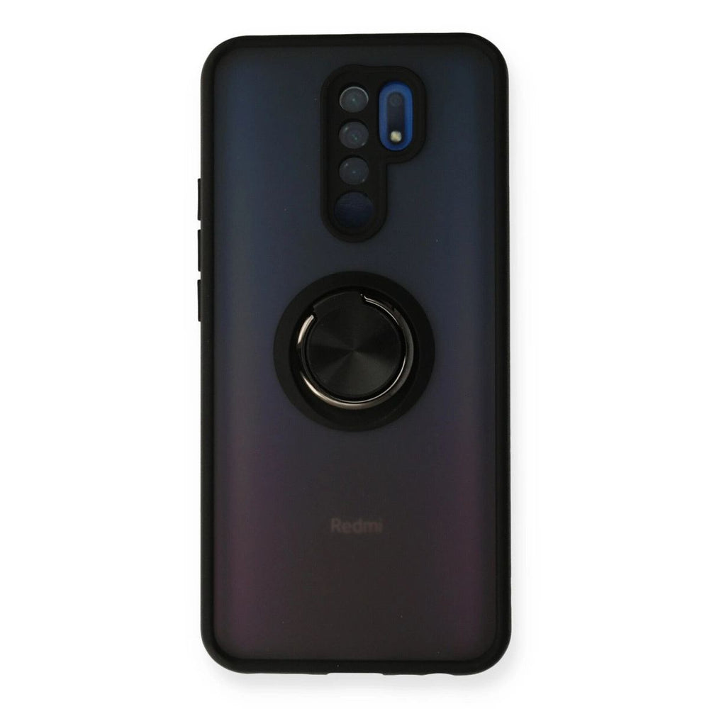 Xiaomi Redmi 9 Kılıf Montreal Yüzüklü Silikon Kapak - Siyah