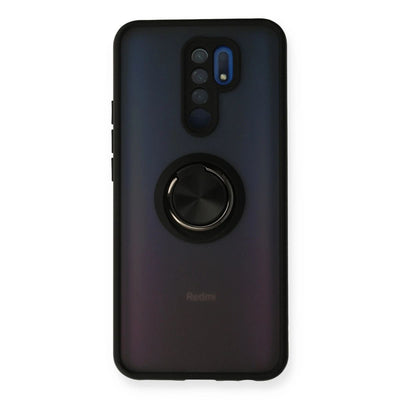Xiaomi Redmi 9 Kılıf Montreal Yüzüklü Silikon Kapak - Siyah