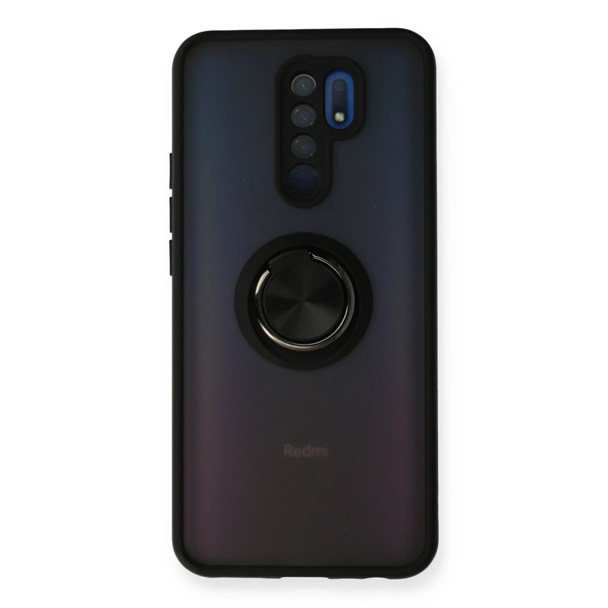 Xiaomi Redmi 9 Kılıf Montreal Yüzüklü Silikon Kapak - Siyah