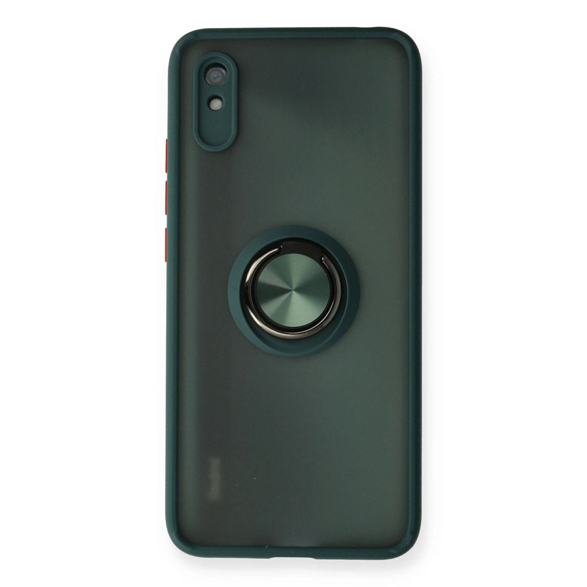 Xiaomi Redmi 9a Kılıf Montreal Yüzüklü Silikon Kapak - Yeşil
