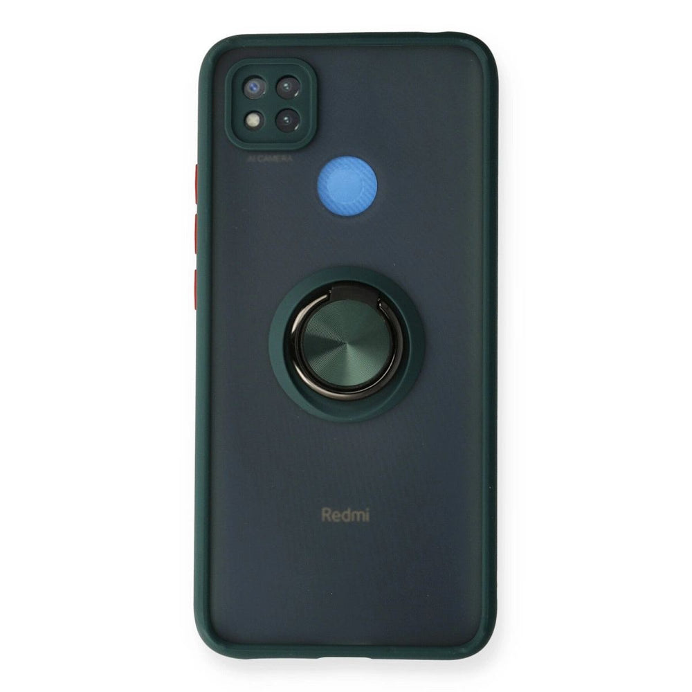 Xiaomi Redmi 9c Kılıf Montreal Yüzüklü Silikon Kapak - Yeşil