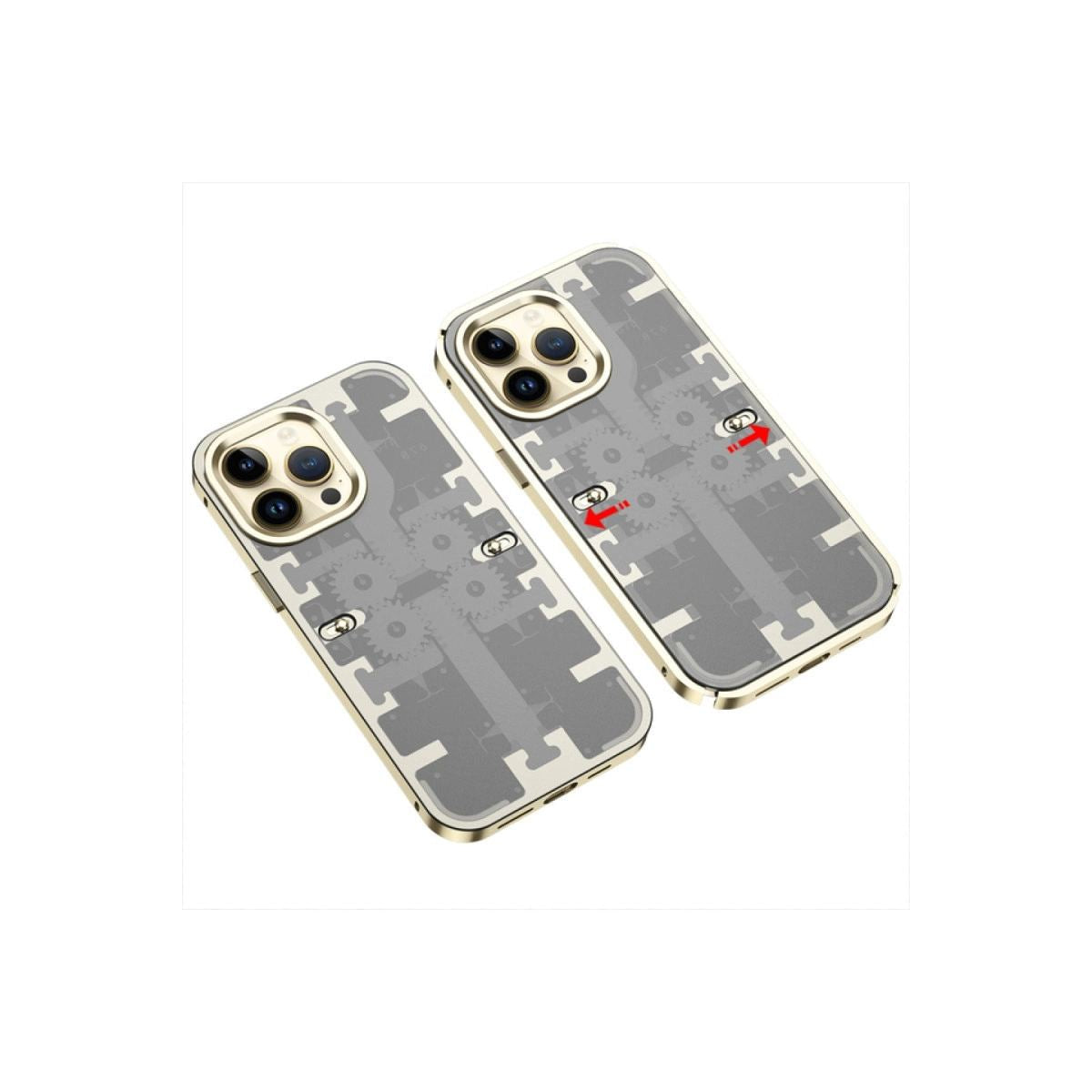 Apple İphone 14 Pro Kılıf Mekanik Bumper Kapak - Gold