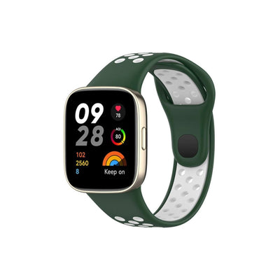 Xiaomi Redmi Watch 3 Spor Delikli Kordon (saat Değildir) - Haki Yeşil-beyaz