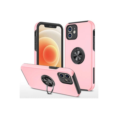 Apple İphone 12 Kılıf Elit Yüzüklü Kapak - Pembe
