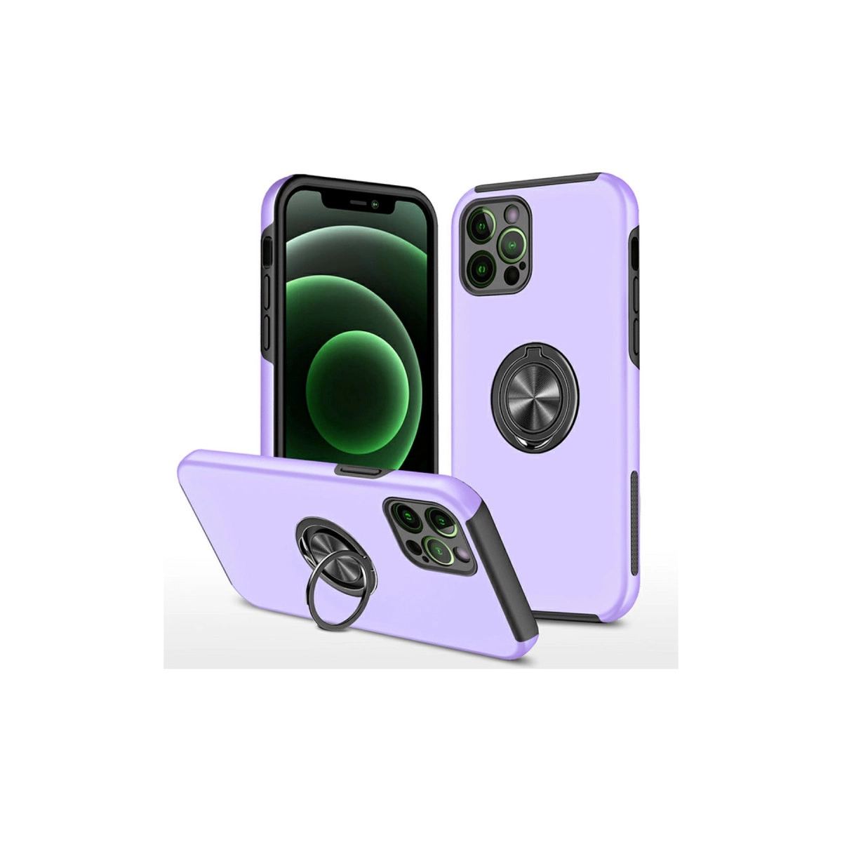 Apple İphone 12 Pro Kılıf Elit Yüzüklü Kapak - Mor