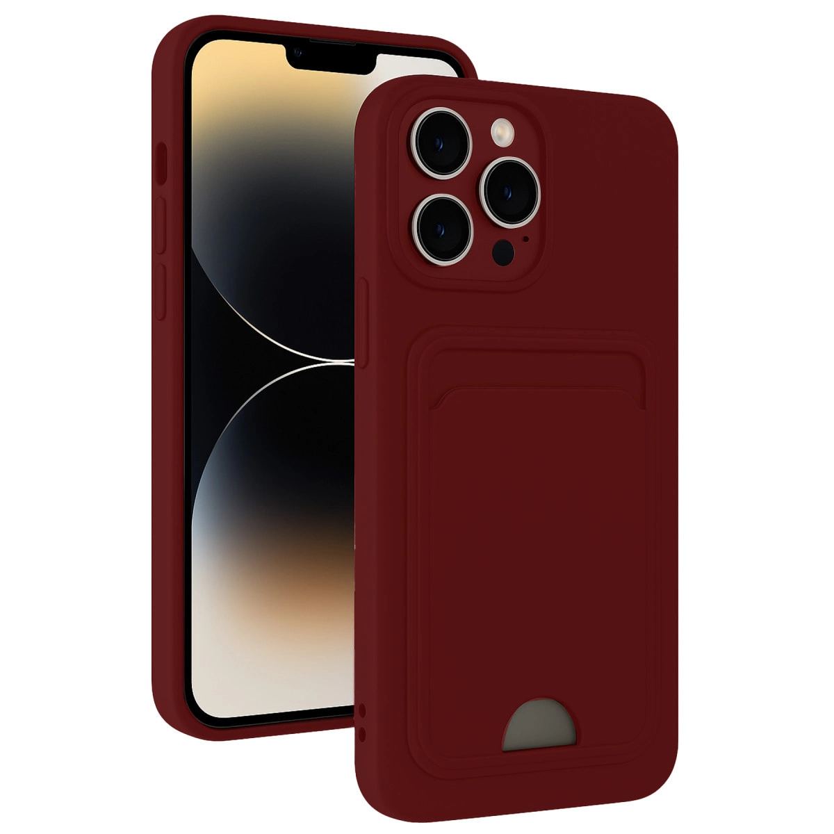 Apple İphone 15 Pro Max Kılıf Kelvin Kartvizitli Silikon - Bordo