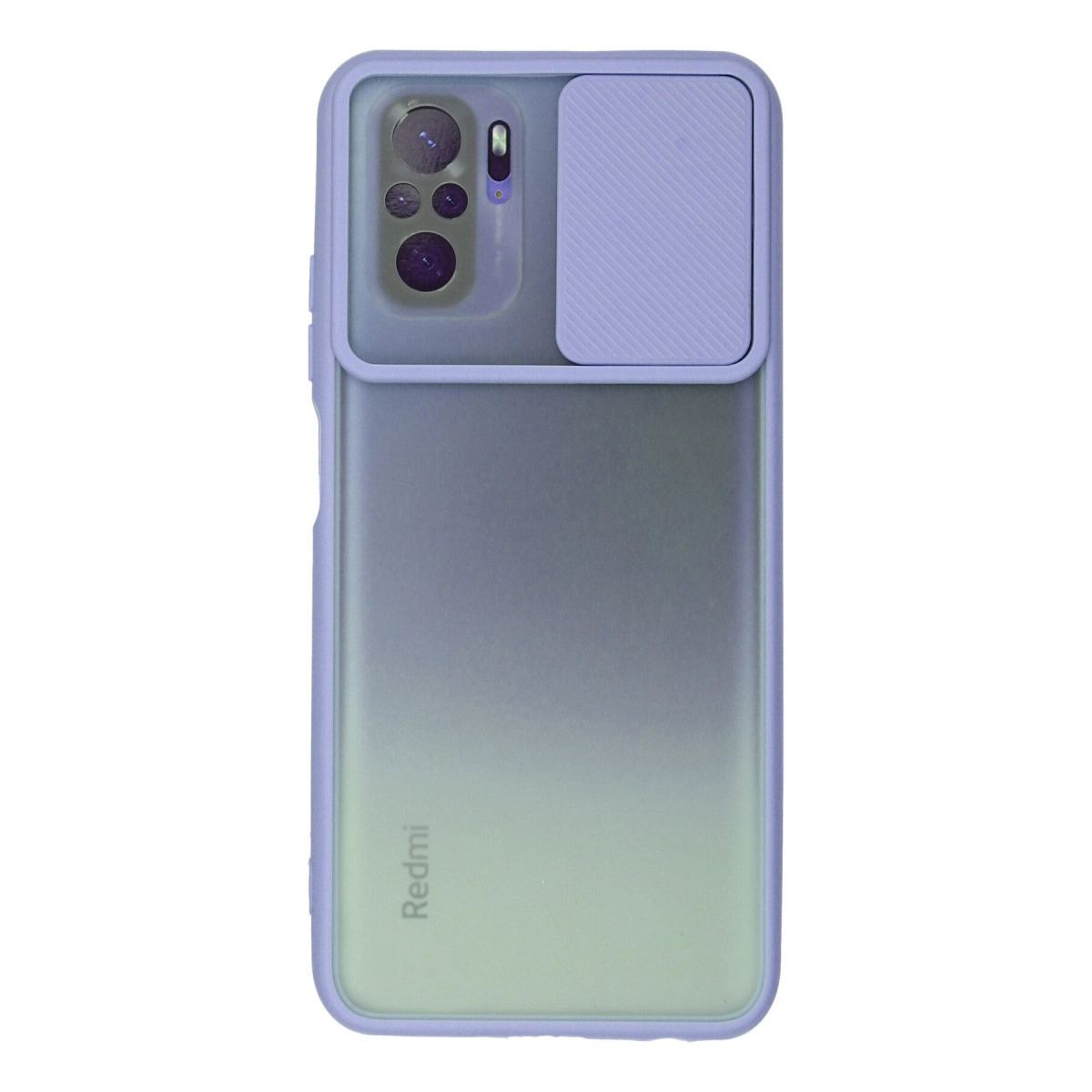 Xiaomi Redmi Note 10 Kılıf Palm Buzlu Kamera Sürgülü Silikon - Lila