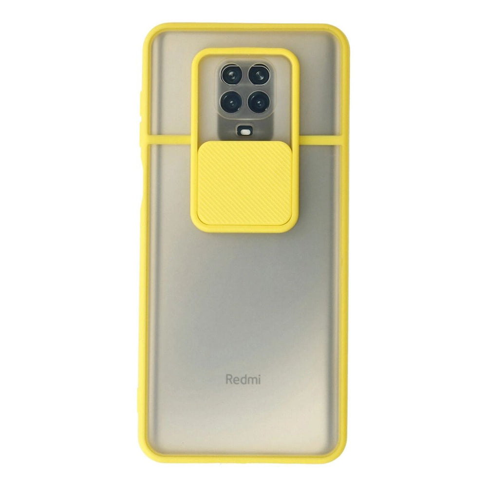 Xiaomi Redmi Note 9 Pro Kılıf Palm Buzlu Kamera Sürgülü Silikon - Sarı