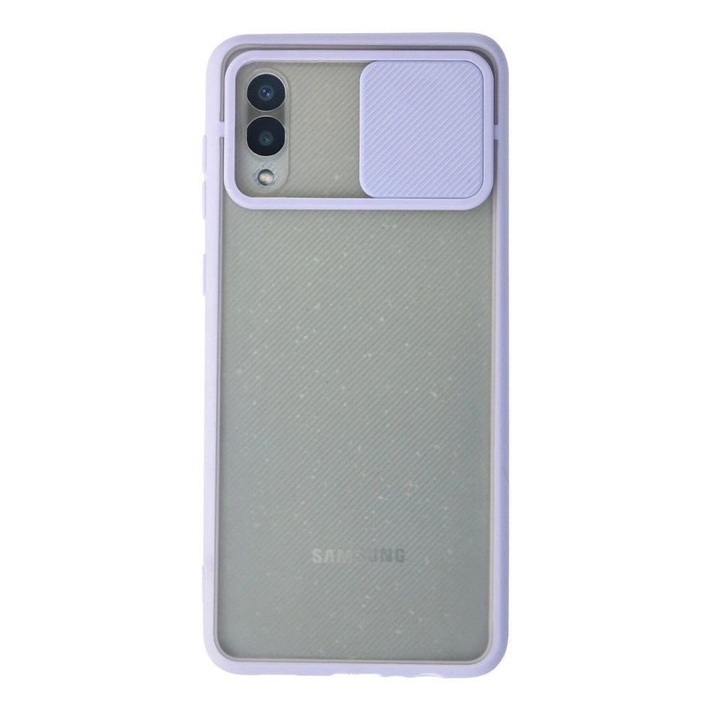 Samsung Galaxy A02 Kılıf Palm Buzlu Kamera Sürgülü Silikon - Lila