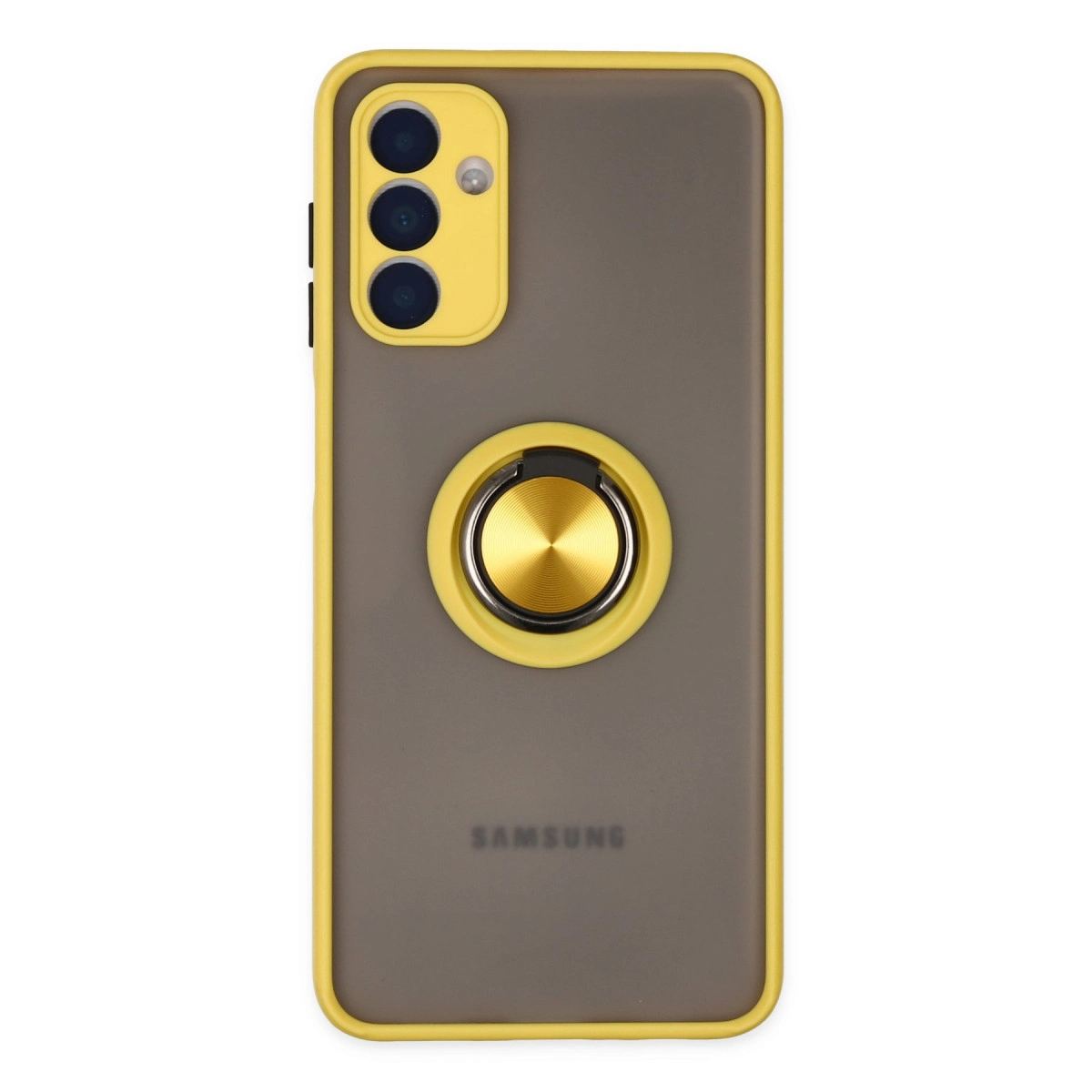 Samsung Galaxy A04s Kılıf Montreal Yüzüklü Silikon Kapak - Sarı
