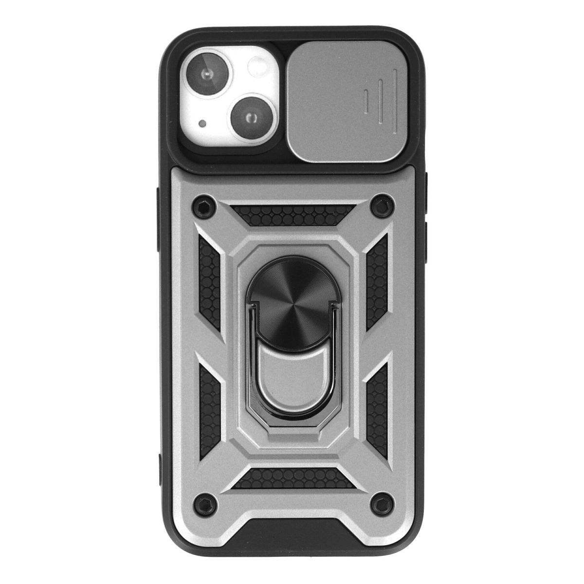 Apple İphone 15 Kılıf Pars Lens Yüzüklü Silikon - Gümüş