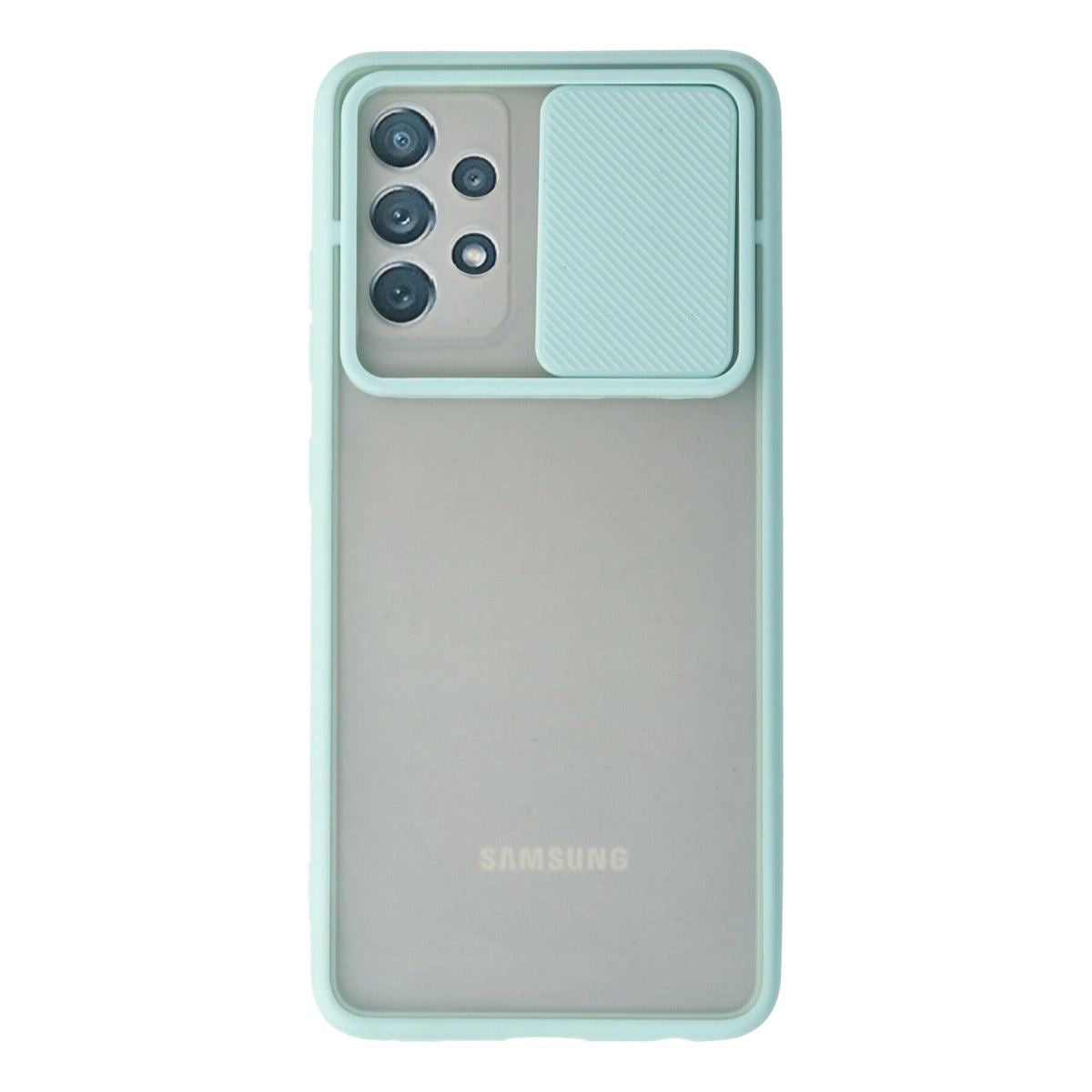 Samsung Galaxy A52 Kılıf Palm Buzlu Kamera Sürgülü Silikon - Turkuaz