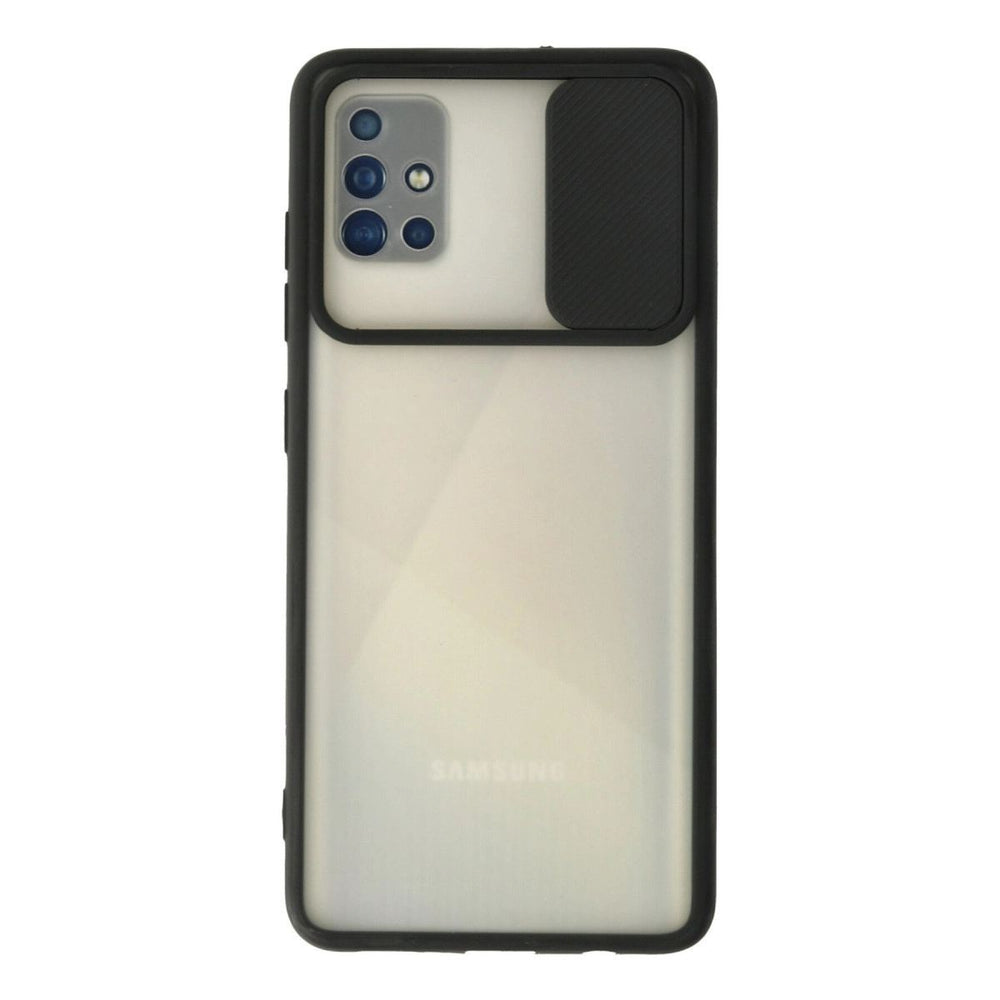 Samsung Galaxy A71 Kılıf Palm Buzlu Kamera Sürgülü Silikon - Siyah