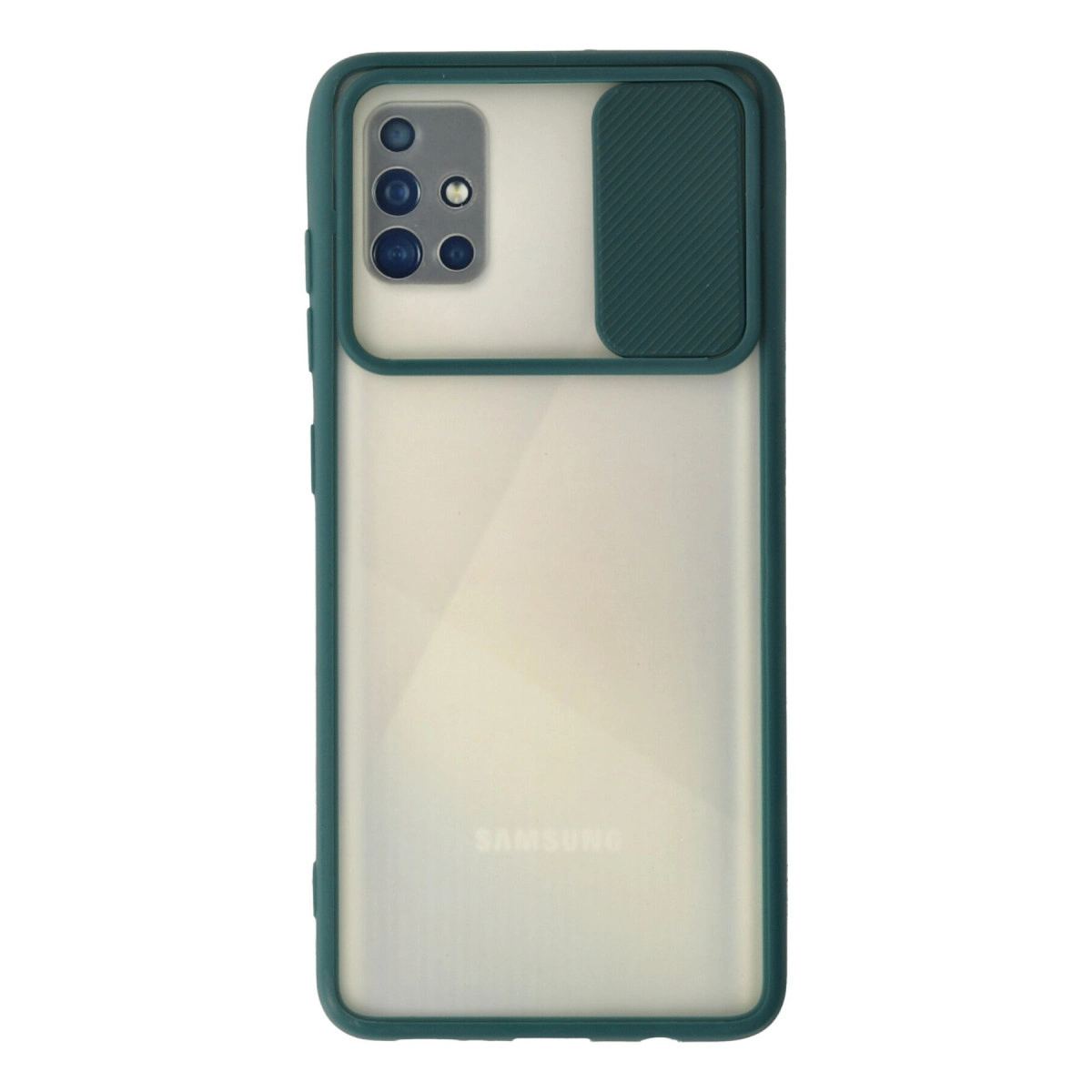 Samsung Galaxy A71 Kılıf Palm Buzlu Kamera Sürgülü Silikon - Yeşil