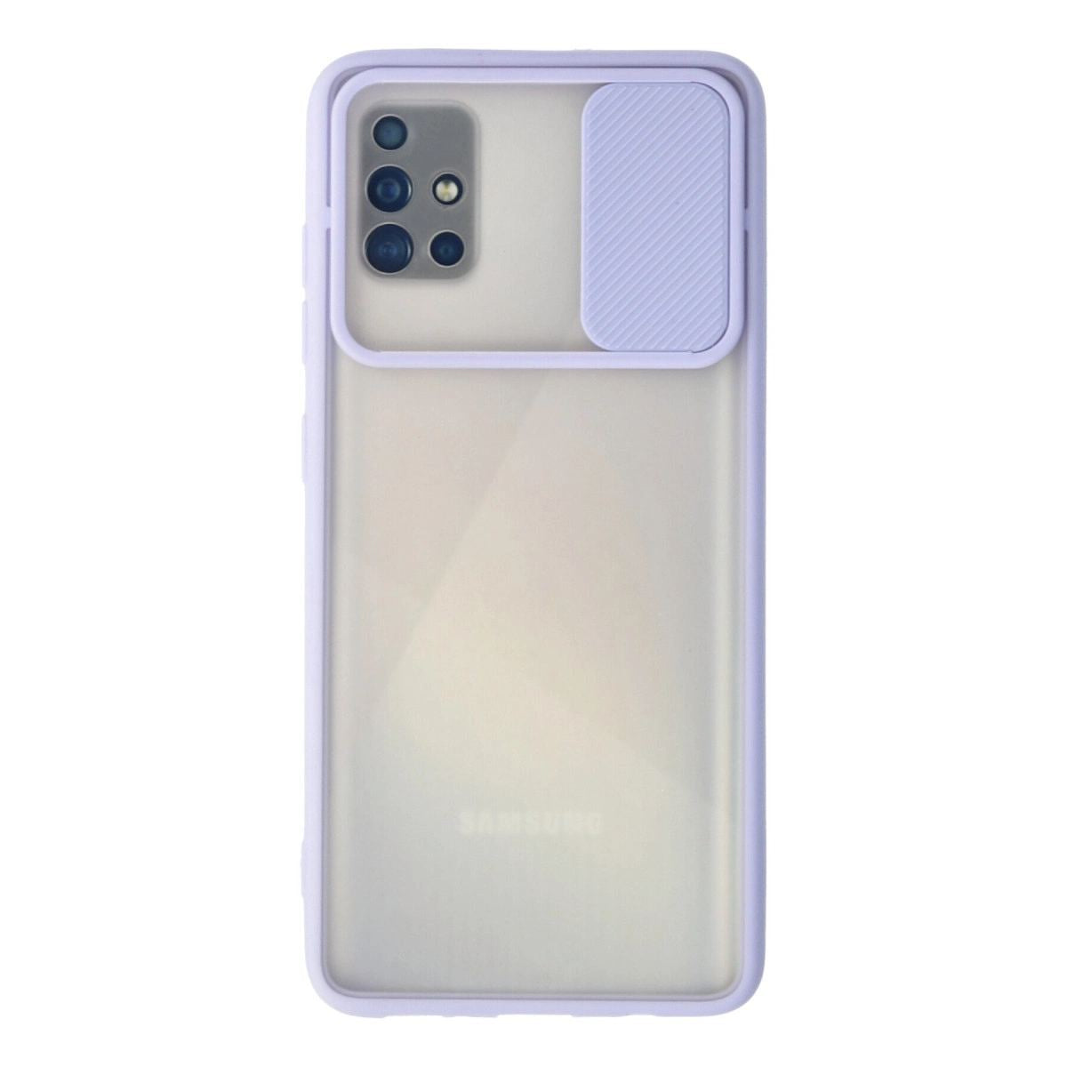 Samsung Galaxy A71 Kılıf Palm Buzlu Kamera Sürgülü Silikon - Lila