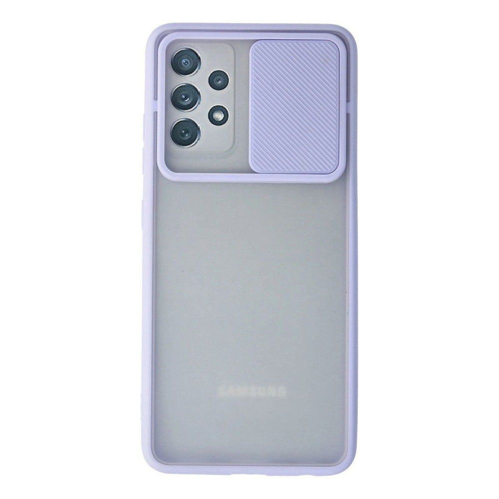 Samsung Galaxy A72 Kılıf Palm Buzlu Kamera Sürgülü Silikon - Lila