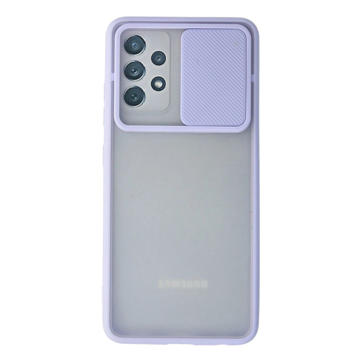 Samsung Galaxy A72 Kılıf Palm Buzlu Kamera Sürgülü Silikon - Lila