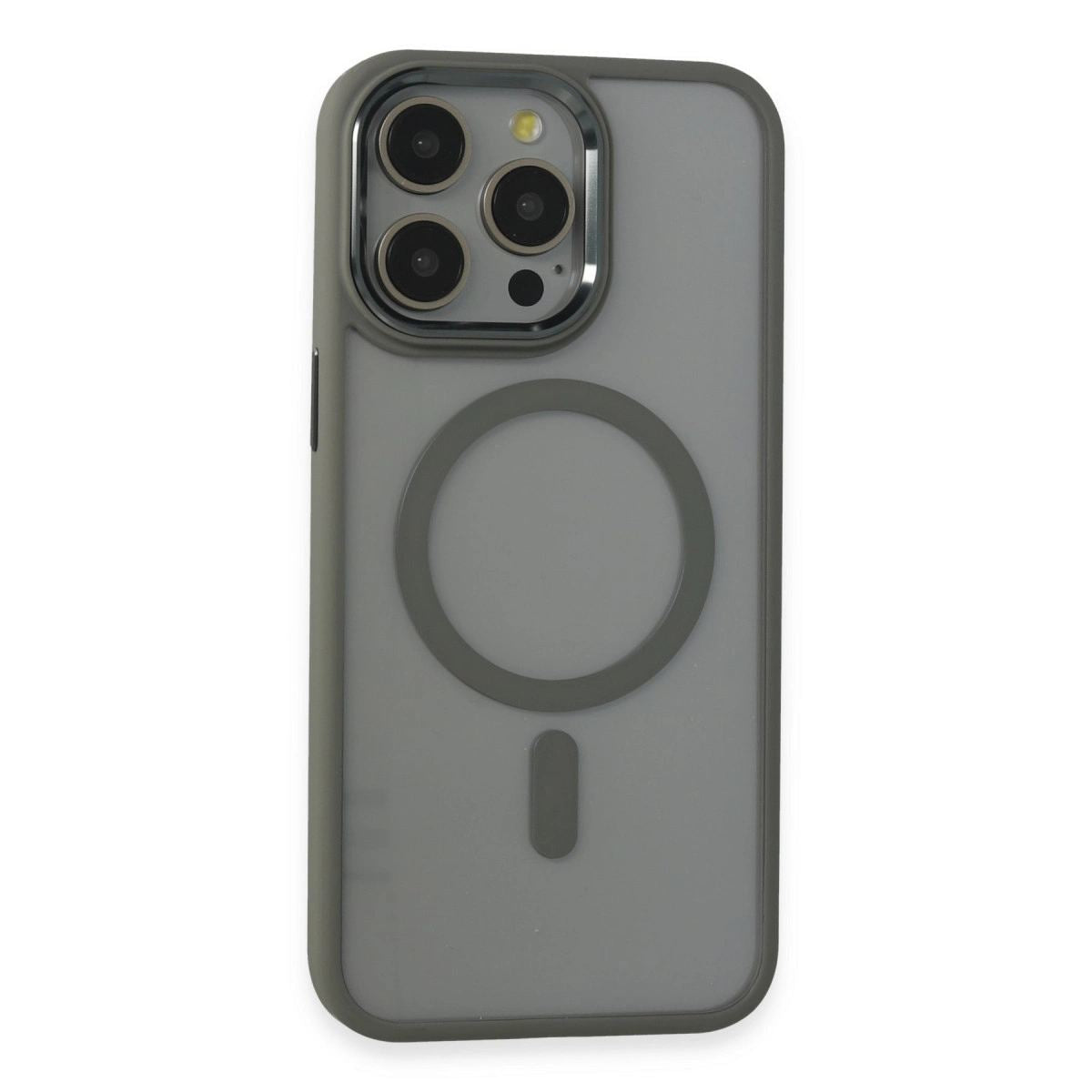 Apple İphone 15 Pro Max Kılıf Room Magneticsafe Silikon - Gri