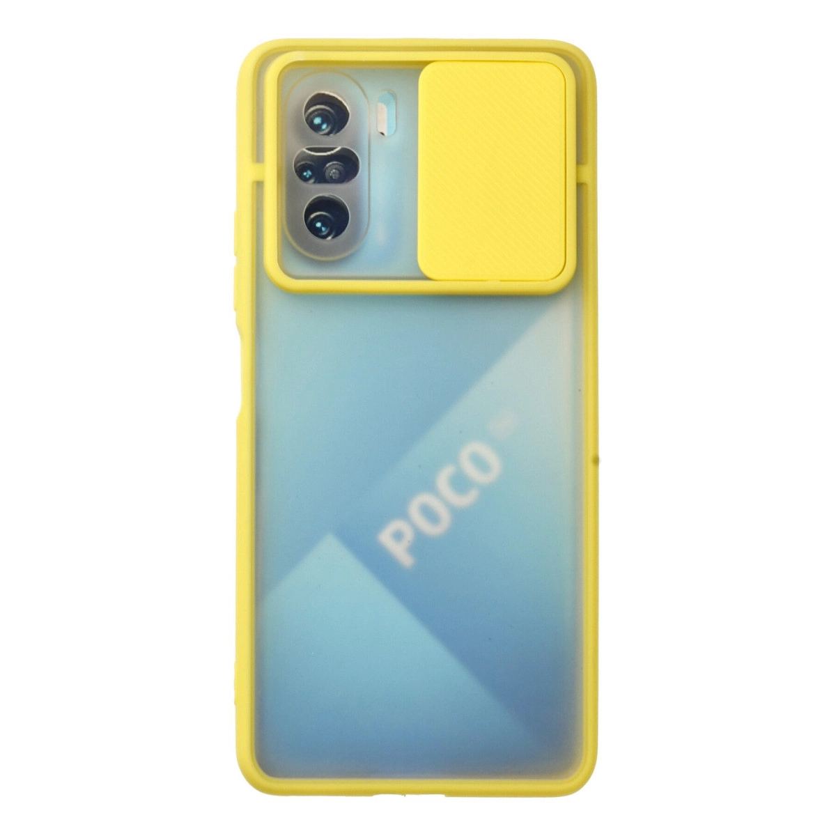 Xiaomi Poco F3 Kılıf Palm Buzlu Kamera Sürgülü Silikon - Sarı