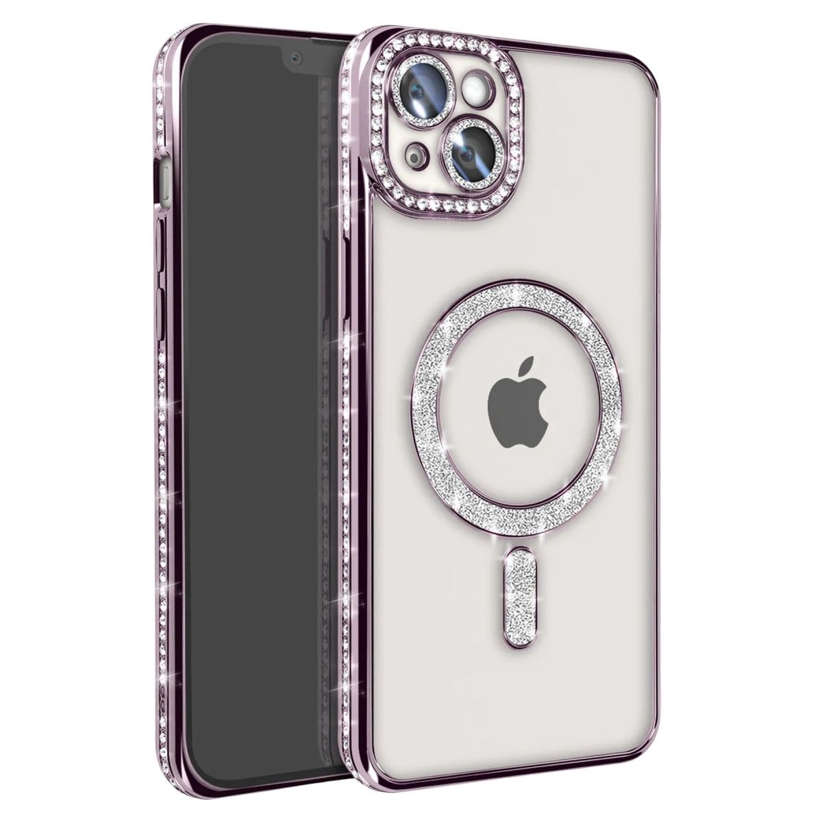Apple İphone 15 Kılıf Joke Simli Magneticsafe Kılıf - Derin Mor