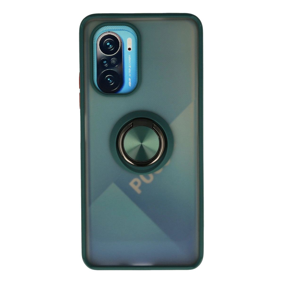 Xiaomi Redmi K40 Kılıf Montreal Yüzüklü Silikon Kapak - Yeşil