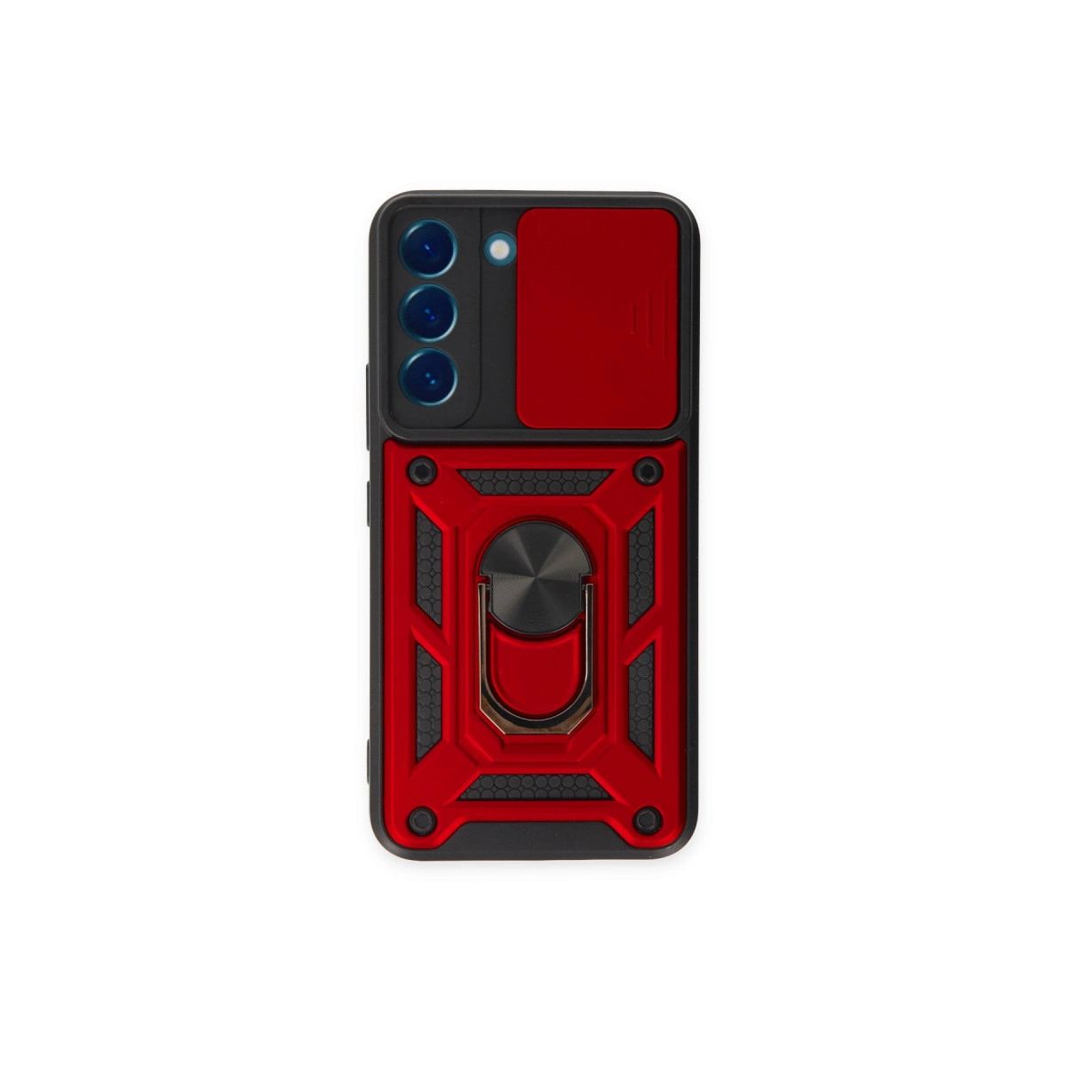 Samsung Galaxy S23 Fe Kılıf Pars Lens Yüzüklü Silikon - Kırmızı