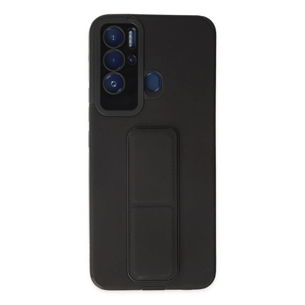 Tecno Pova Neo Kılıf Mega Standlı Silikon - Siyah