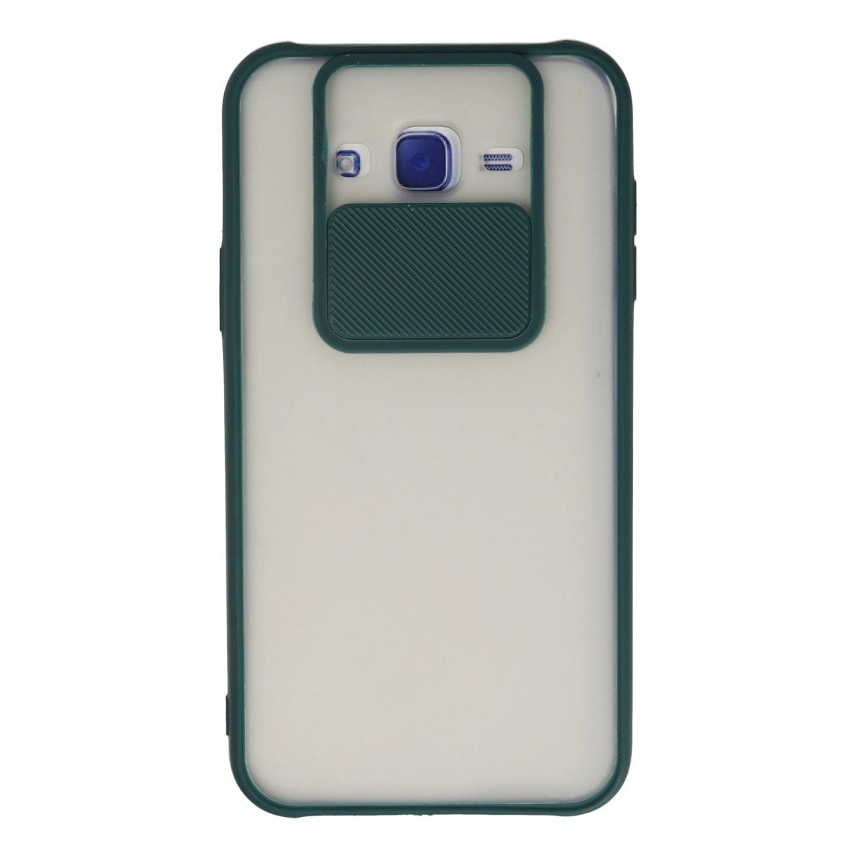 Samsung Galaxy J7 Kılıf Palm Buzlu Kamera Sürgülü Silikon - Yeşil