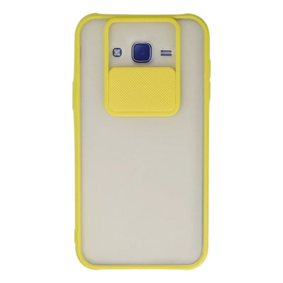 Samsung Galaxy J7 Kılıf Palm Buzlu Kamera Sürgülü Silikon - Sarı