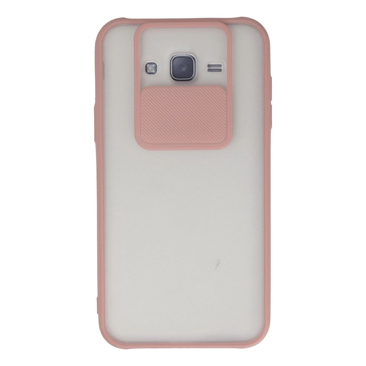 Samsung Galaxy J7 Kılıf Palm Buzlu Kamera Sürgülü Silikon - Pembe