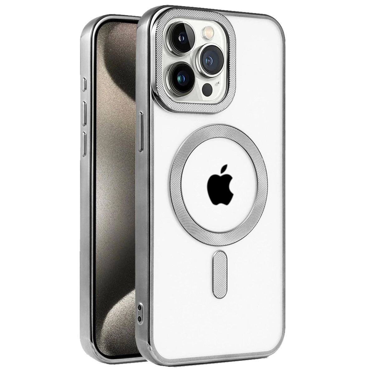 Apple İphone 15 Pro Kılıf Kronos Magsafe Kapak - Titanyum Gri