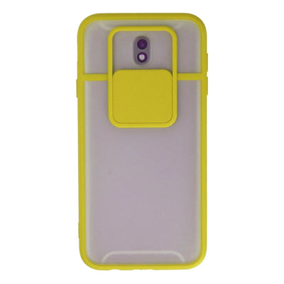 Samsung Galaxy J7 Pro / J730 Kılıf Palm Buzlu Kamera Sürgülü Silikon - Sarı