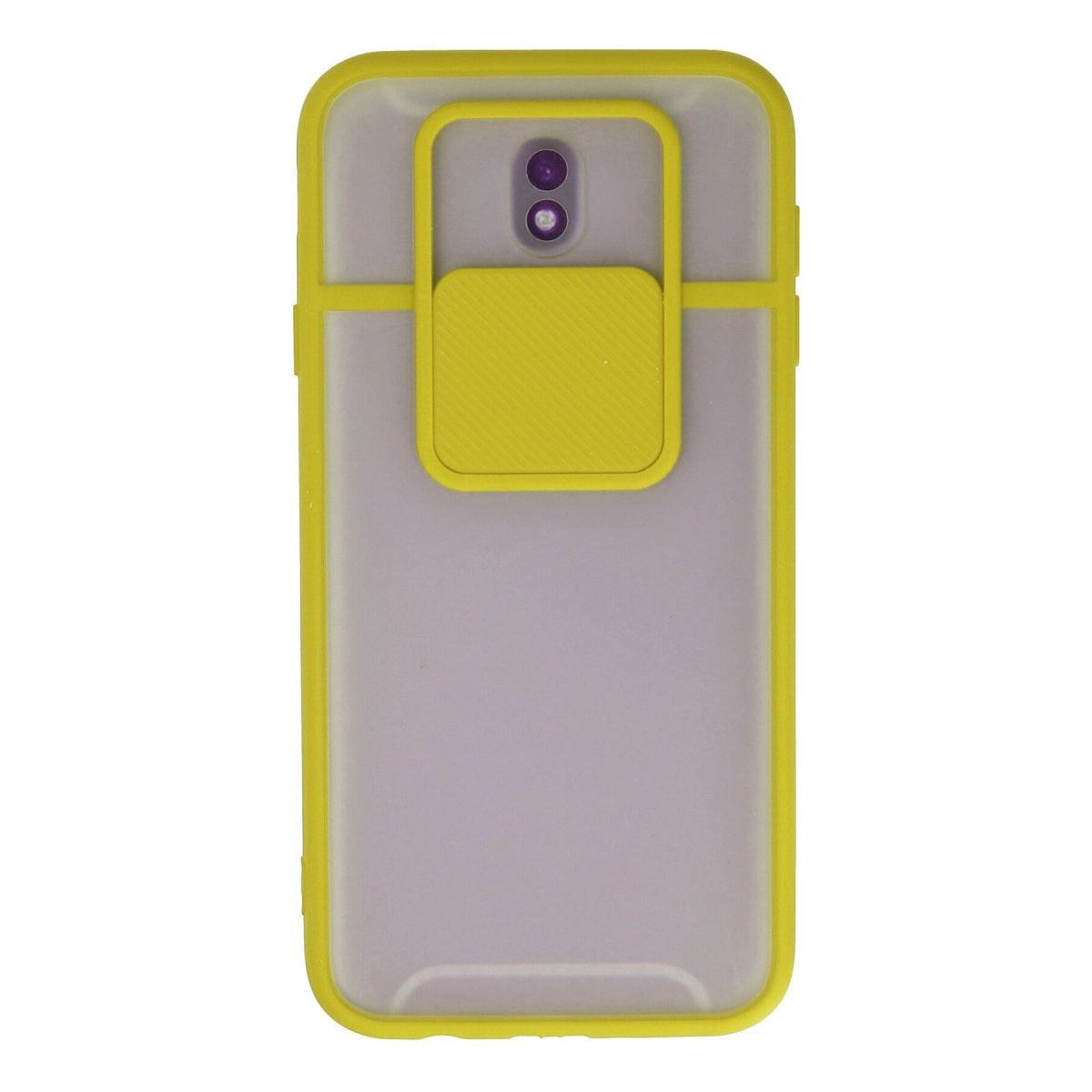 Samsung Galaxy J7 Pro / J730 Kılıf Palm Buzlu Kamera Sürgülü Silikon - Sarı