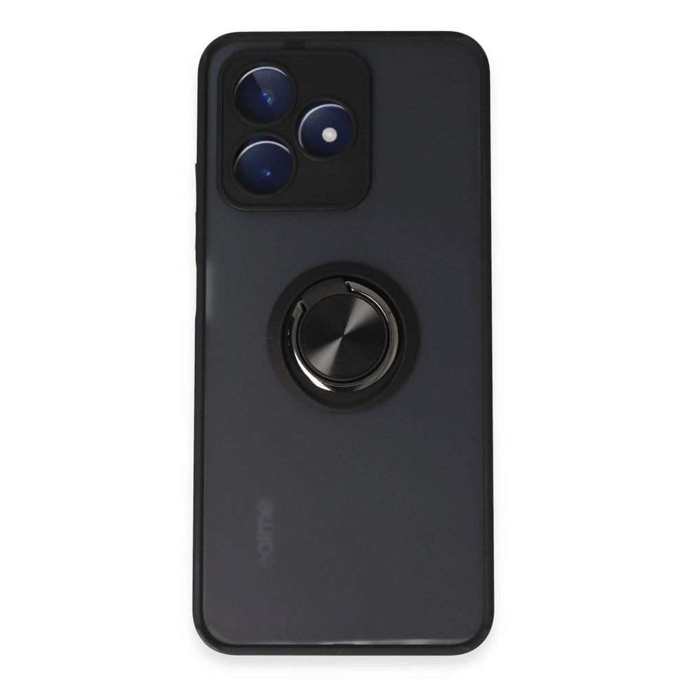 Realme C53 Kılıf Montreal Yüzüklü Silikon Kapak - Siyah