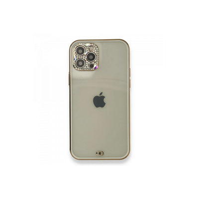 Apple İphone 12 Pro Kılıf Liva Taşlı Silikon - Beyaz