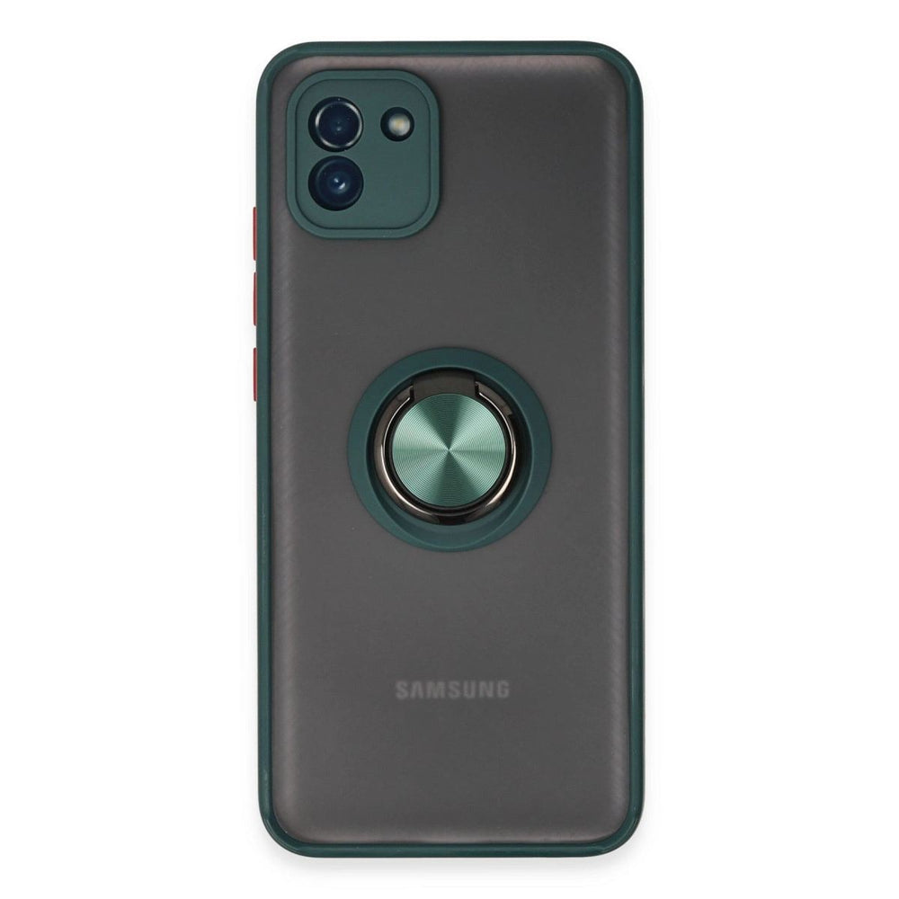 Samsung Galaxy A03 Kılıf Montreal Yüzüklü Silikon Kapak - Yeşil